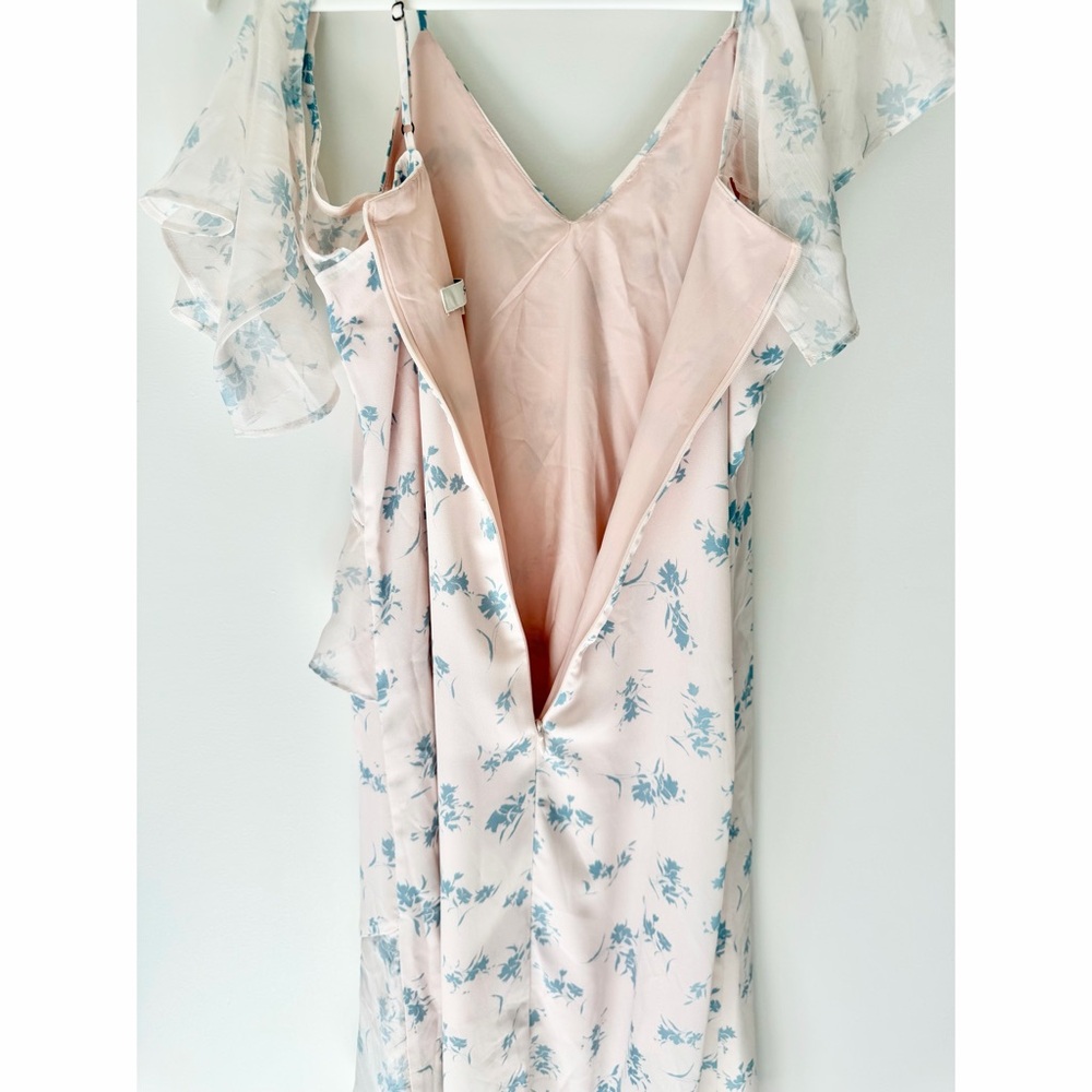 Simple Retro Asymmetrical Floral Ruffle Slip Dress - Picture 10 of 10